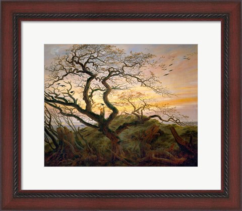 Framed Tree with Ravens and Prehistoric Tumulus on the Baltic Coast Print