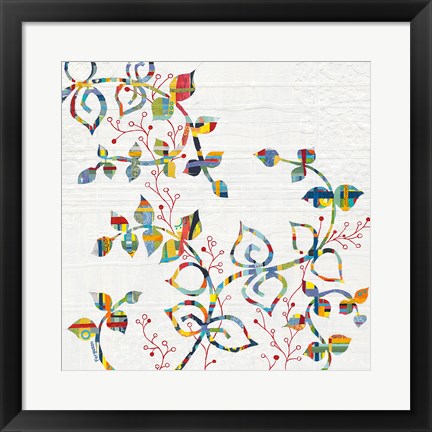 Framed Rainbow Vines with Berries Print