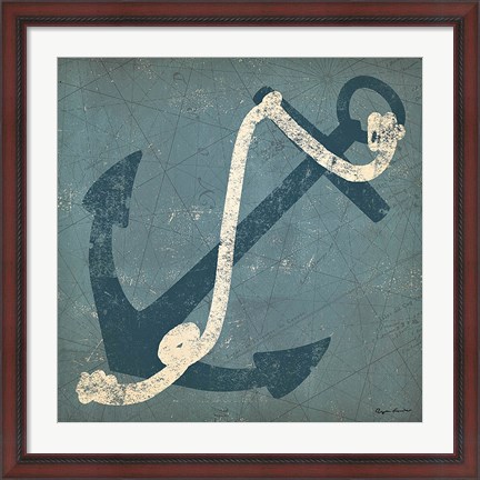 Framed Nautical Anchor Blue Print