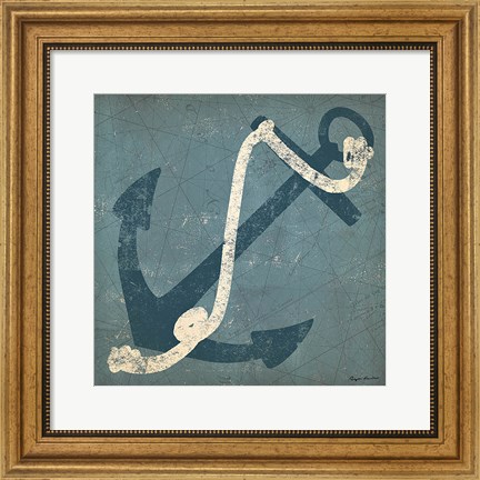 Framed Nautical Anchor Blue Print