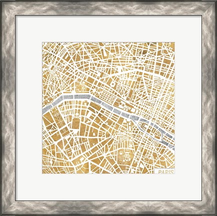 Framed Gilded Paris Map Print