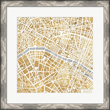 Framed Gilded Paris Map Print