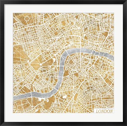 Framed Gilded London Map Print
