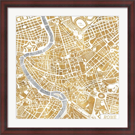 Framed Gilded Rome Map Print