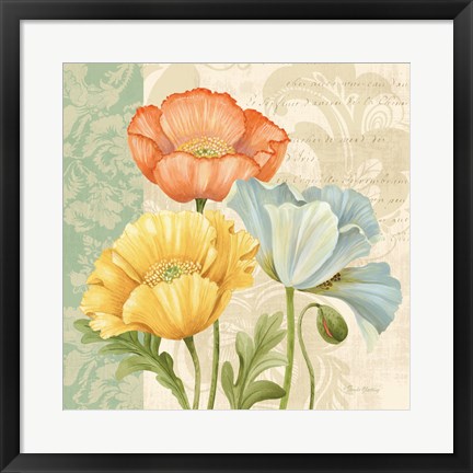 Framed Pastel Poppies Multi I Print