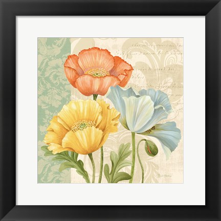 Framed Pastel Poppies Multi I Print