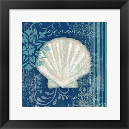 Framed Navy Blue Spa Shells III Print