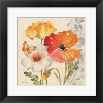 Framed Watercolor Poppies Multi II Print