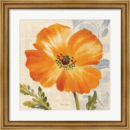 Framed Watercolor Poppies III (Orange) Print