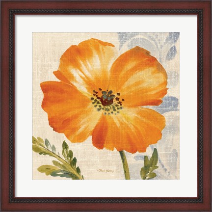 Framed Watercolor Poppies III (Orange) Print