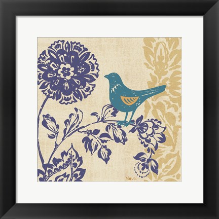 Framed Blue Indigo Bird II Print