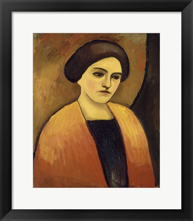 Framed Head Of A Woman In Orange And Brown (Portrait Of The Artist&#39;S Wife),  c.  1911 Print