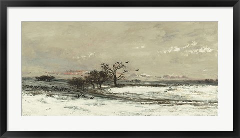 Framed Landscape With Snow And Setting Sun, 1873 Print