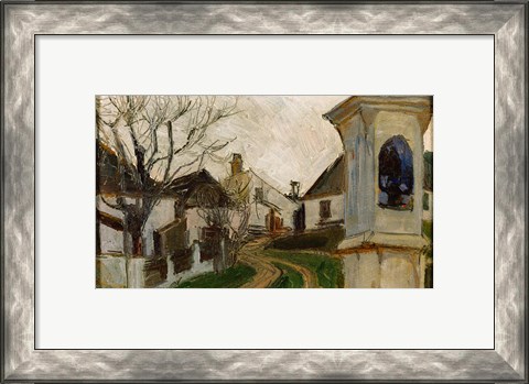 Framed Bare Trees, Houses, and Shrine (Klosterneuburg, Austria) Print