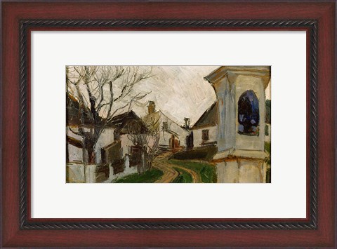 Framed Bare Trees, Houses, and Shrine (Klosterneuburg, Austria) Print