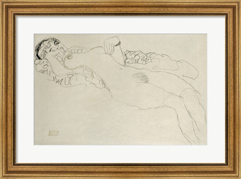Framed Liegender Maedchenakt Nach Links - Female Nude Turned Left, 1914-1915 Print