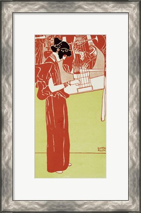 Framed Musik (Stehende Lyraspielerin) - A Woman Playing The Lyre, 1901 Print
