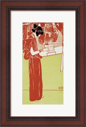 Framed Musik (Stehende Lyraspielerin) - A Woman Playing The Lyre, 1901 Print