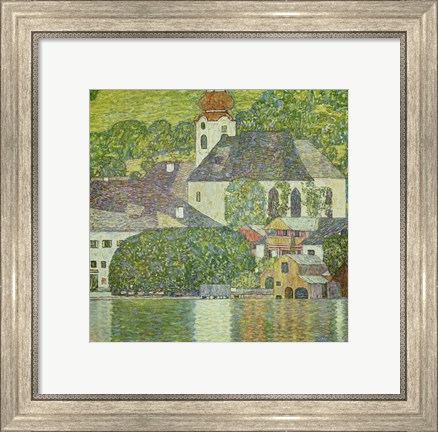 Framed Kirche in Unterach am Attersee - Church in Unterach on Attersee Print