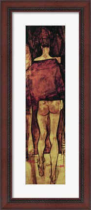 Framed Female Nude, Rear View with Shawl Print