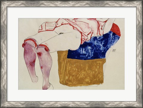 Framed Reclining Woman With Mauve Stockings, 1913 Print