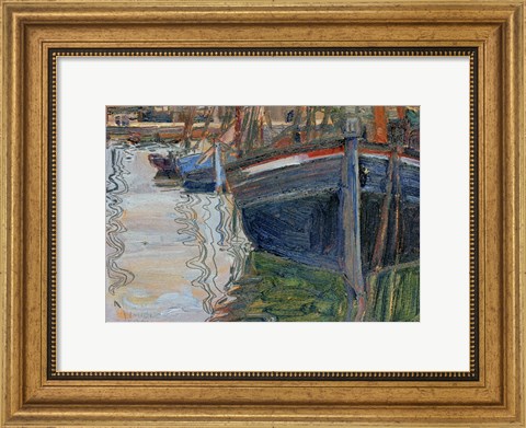 Framed Boats Mirrored In The Water, 1908 Print