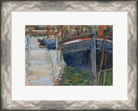 Framed Boats Mirrored In The Water, 1908 Print