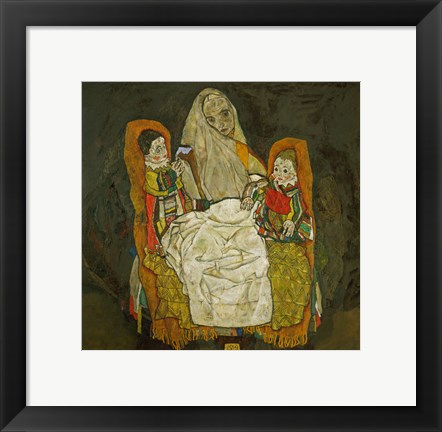 Framed Mother With Two Children, 1915 Print