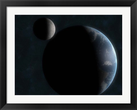 Framed Earth and the Moon Print