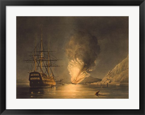 Framed Explosion of the US Steam Frigate Missouri Print