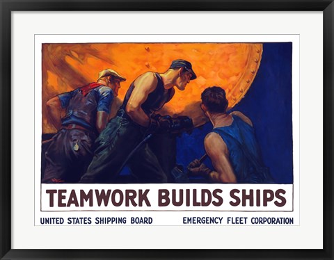 Framed Teamwork Builds Ships Print