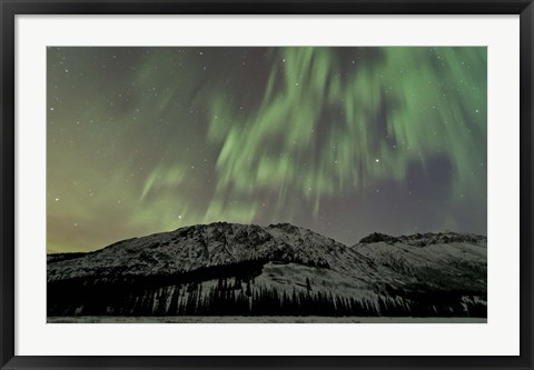 Framed Aurora Borealis over Mountain Print