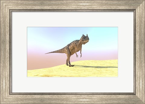 Framed Ceratosaurus Hunting in a Desert Print