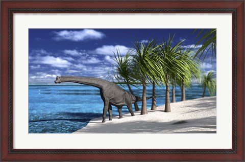 Framed Large Brachiosaurus on the Shoreline Print