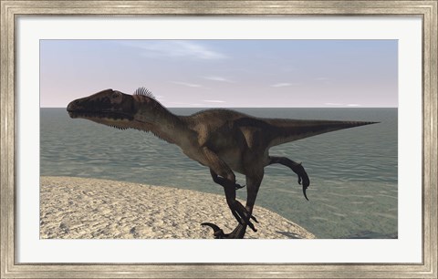 Framed Utahraptor Running by Bay Print