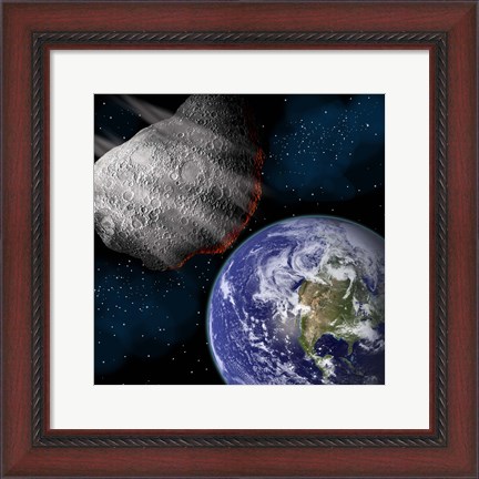 Framed Asteroid Approaching Earth Print