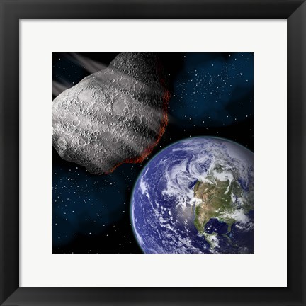 Framed Asteroid Approaching Earth Print