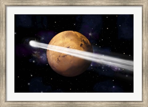 Framed Comet Passing by Mars Print