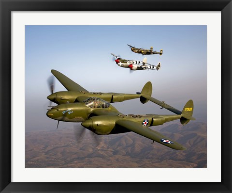 Framed Three Lockheed P-38 Lightnings Print