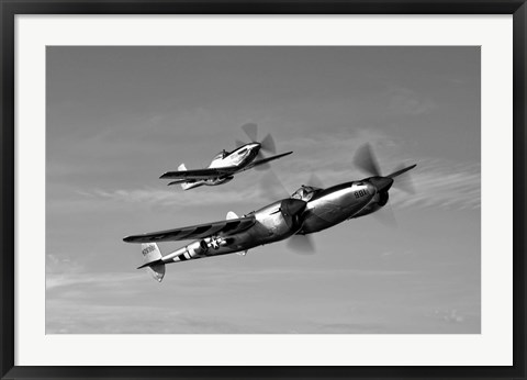 Framed P-38 Lightning and P-51D Mustang Print