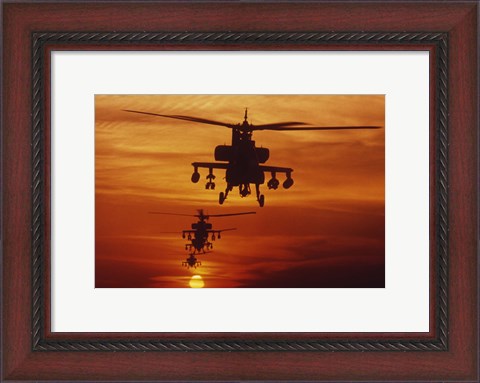 Framed Four AH-64 Apache Helicopters Print