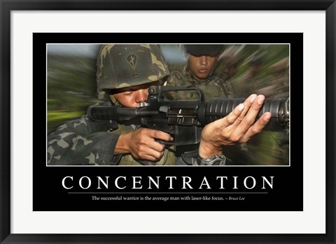 Framed Concentration: Inspirational Quote and Motivational Poster Print