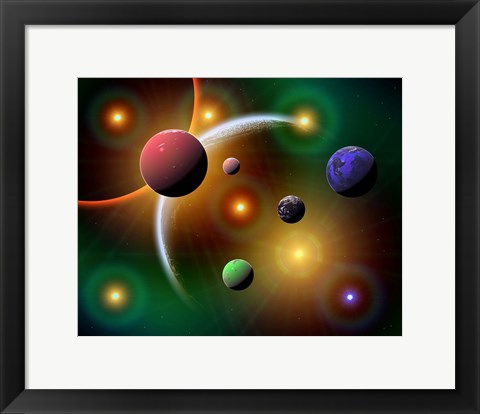 Framed Stars and Planets in the Milky Way Galaxy Print