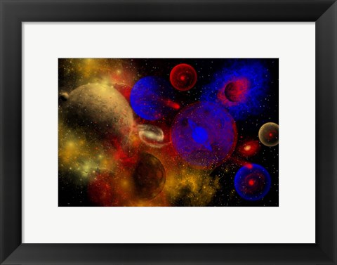 Framed Colorful Universe and Stars Print