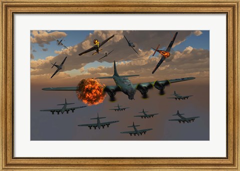 Framed Aerial Combat during WW11 Print