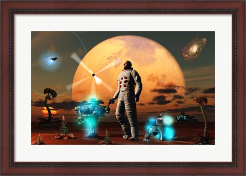 Framed Astronaut Discovers a New World Print