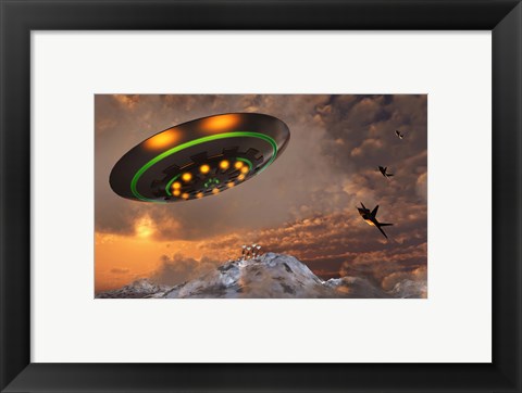 Framed F-22 Raptors Chase a UFO Print