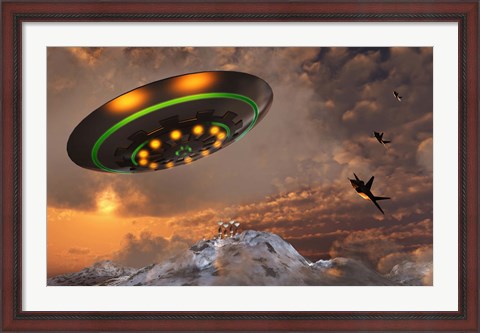 Framed F-22 Raptors Chase a UFO Print