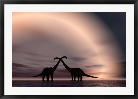 Framed Courting Dinosaurs Print