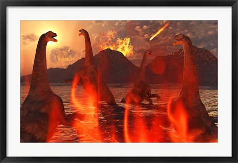 Framed Herd of Dinosaurs Print